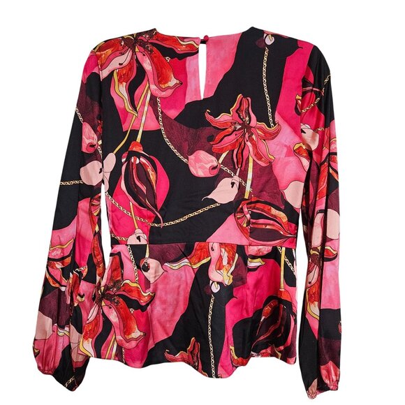 INC Women’s Twist Blouse Pink Print 6 Maximalist Power Top Night Out Bold - Picture 3 of 13